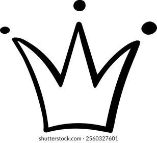 Simple, black and white, hand drawn crown symbolizes royalty, leadership, success, achievement, power and authority, perfect for logos, branding, and design projects