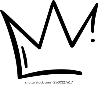 Simple, black and white, hand drawn crown representing royalty, power, and leadership, perfect for logos, illustrations, and design projects