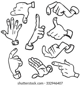 simple black and white hands cartoon