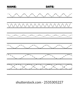 Práctica simple de escritura a mano en blanco y negro para niños