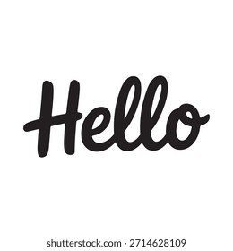 Simples preto e branco estilo manuscrito ilustração da palavra hello on white