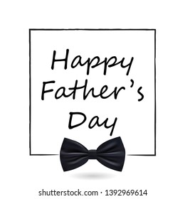 simple black and white happy father's day gift card template with bow tie decoration and black chalk line frame.