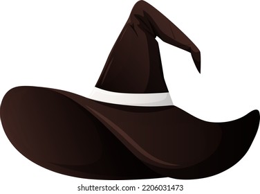 Simple Black And White Hat Of Witch, Magician, Wizard Isolated