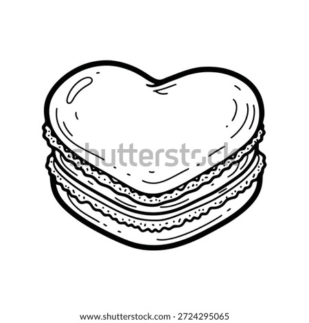 Simple black and white heart shaped sandwich illustration