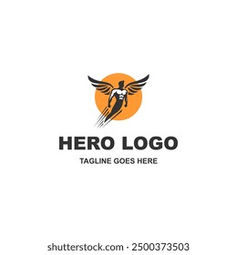 Simple black and white hero logo vector isolated on white background