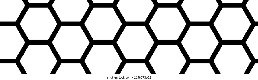 Simple black and white hexagonal or honeycomb pattern, seamless background