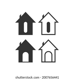 simple black and white home logo icon