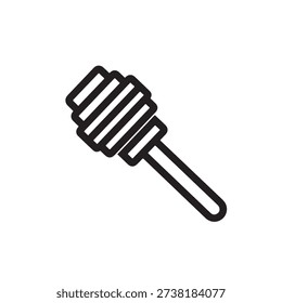 Simple black and white honey dipper illustration with clean lines