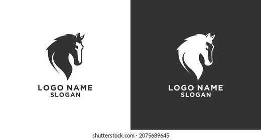 Simple black and white horse vector logo