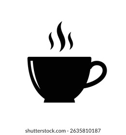 Simple black and white hot beverage cup icon
