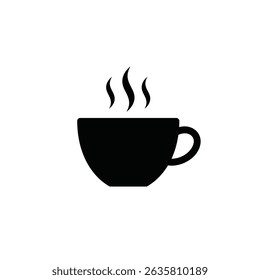 Simple black and white hot beverage cup icon