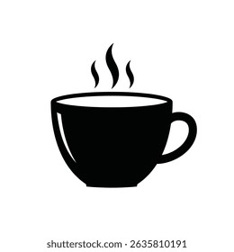 Simple black and white hot beverage cup icon