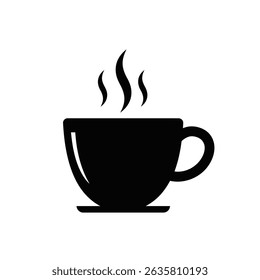 Simple black and white hot beverage cup icon