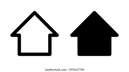 Simple Black and White House Icon Set. Vector Image.