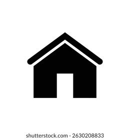 Simple black and white house icon represents real estate and home ownership concepts