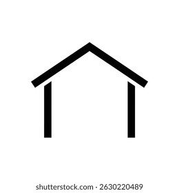 Simple black and white house icon illustration depicting real estate home shelter design