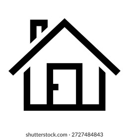 Simples ícone de casa preto e branco com chaminé e porta ícone de símbolo básico casa