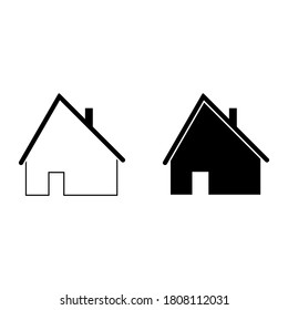 Simple black and white house icons on a white background. Vector illustration.
