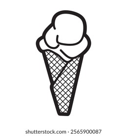 simple black and white ice cream logo, ice cream cone icon