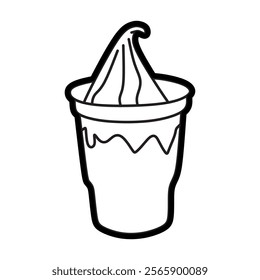 simple black and white ice cream logo, ice cream cone bowl icon