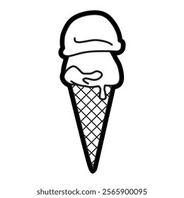 simple black and white ice cream logo, two stacked ice cream icons