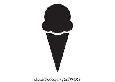 Simple black and white ice cream cone graphic.