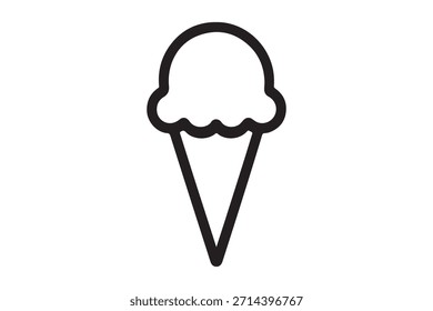 Elemento de diseño de ilustración de cono de helado blanco y negro simple