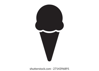 Ilustración de silueta de cono de helado blanco y negro simple