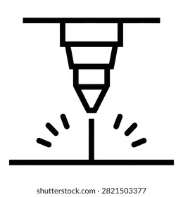 Simple black and white icon of 3D printer extruding hot melt to create object