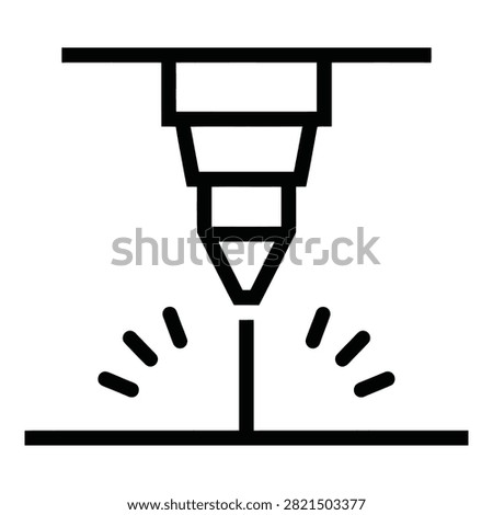 Simple black and white icon of 3D printer extruding hot melt to create object