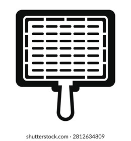 Simple black and white icon of an air conditioner filter on a white background