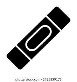 A simple black and white icon of a battery with a solid silhouette, representing energy and power in a modern and digital context. The icon features a clean design with a bold shape, making it perfect for use in various digital applications and technology-related fields, showcasing a silhouette effect.
