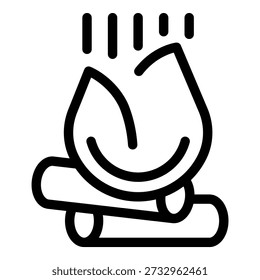 Simple black and white icon of a bonfire burning with big flames