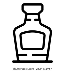 Simples ícone preto e branco de uma garrafa com uma base larga, adequado para representar vários tipos de garrafas