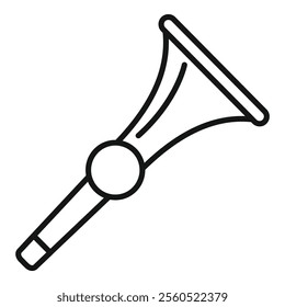 Simple black and white icon of a bugle horn, a brass instrument used for fanfares and military signals