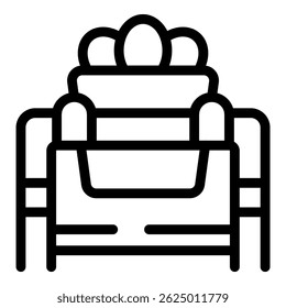 Simple black and white icon of a bunk bed, perfect for representing shared bedrooms