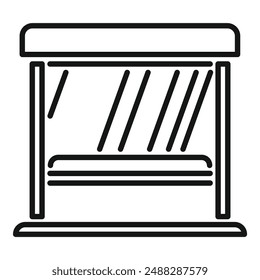 Simple black and white icon of a bus stop waiting for people to come