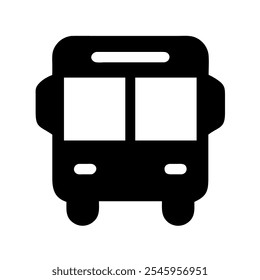 Einfaches schwarz-weißes Symbol eines Busses, ideal für Verkehrsmittel oder Themen des öffentlichen Verkehrs.