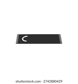 A simple black and white icon of a captain's armband. Features the letter C for captain on a fringed band, symbolizing leadership in team sports.