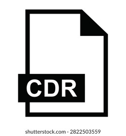 A simple black and white icon of a CDR file format document symbol.