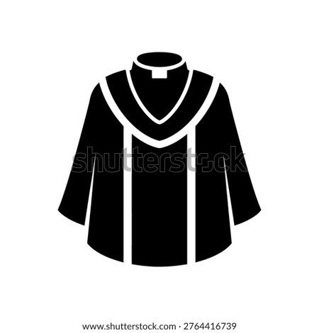 Simple black and white icon of a clerical robe, representing religious attire and clergy.