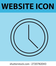 Ein einfaches schwarz-weißes Symbol einer Uhr auf blauem Hintergrund mit einer Kopfzeile des Website-Symbols