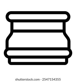 Simple black and white icon of a closed jar featuring a double lid, emphasizing the concept of preserving food and maintaining its quality