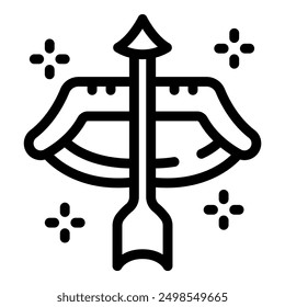 Simple black and white icon of a crossbow, a powerful ranged weapon