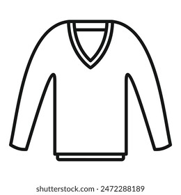 Icono simple en blanco y negro que representa un suéter con cuello en V que se está usando