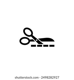 A simple black and white icon depicting a pair of scissors, representing cutting, trimming, editing, or crafting tasks