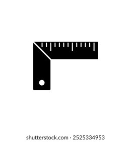 A simple black and white icon depicting a tool for measuring and marking angles, such as a carpenters square or protractor. Vector icon for website design, logo, app, ui