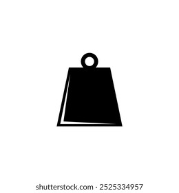 A simple black and white icon depicting a weight or tag-like shape, conveying the concept of measurement, evaluation, or pricing. Vector icon for website design, logo, app, ui