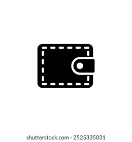 Um ícone simples em preto e branco que representa uma carteira estilizada, simbolizando finanças, pagamento e organização pessoal