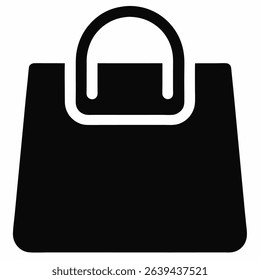 Simple black and white icon depicting a shopping bag, suitable for e-commerce, retail, or general shopping-related designs.